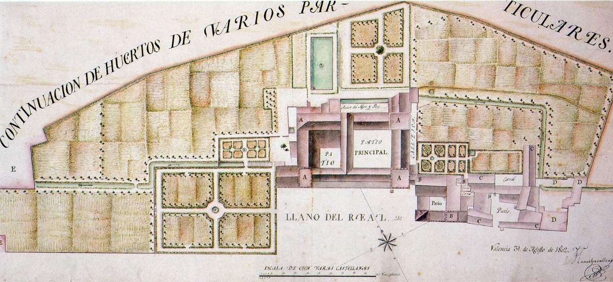 Plànol Palau Reial de València, 1802